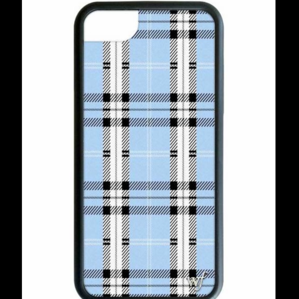 Blue plaid wildflower case for iPhone 8